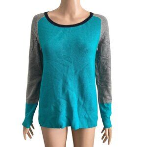 JCP JC Penney Sweater Womens Large Teal Blue Long Sleeve Pullover Wool Blend